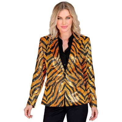 W WIDMANN MILANO Party Fashion Widmann – Party Fashion Blazer med paljetter för kvinnor, tigermönster, disco fjäder, slagverk, jacka, djurtryck W WIDMANN MILANO Party Fashion Widmann – Party Fashion Blazer med paljetter för kvinnor, tigermönster, disco fjäder, slagverk, jacka, djurtryck