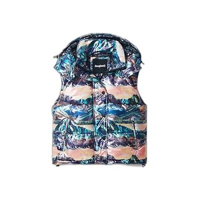 Desigual Dammadelaine, 4139 Tidepool vadderad kort overlack, grön, XS Desigual Dammadelaine, 4139 Tidepool vadderad kort overlack, grön, XS