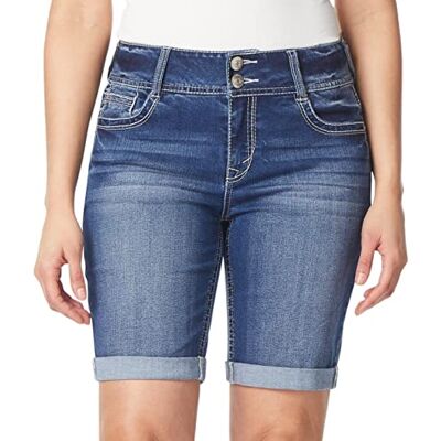 WallFlower Dam Luscious Curvy Denim Shorts Mid-Rise Bling and Belted Insta Stretch Juniors (Standard och Plus), Jenna Bermuda, 18, Jenna Bermuda, 46/Stor WallFlower Dam Luscious Curvy Denim Shorts Mid-Rise Bling and Belted Insta Stretch Juniors (Standard och Plus), Jenna Bermuda, 18, Jenna Bermuda, 46/Stor