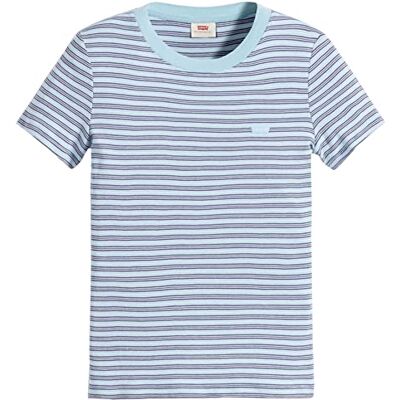 Levi's Ss Rib Baby Tee T-Shirt dam, Meta Stripe Airy Blue, XS Levi's Ss Rib Baby Tee T-Shirt dam, Meta Stripe Airy Blue, XS