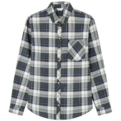 Springfield Regular Fit Check Shirt med framficka blouse, grön, 38 för kvinnor Springfield Regular Fit Check Shirt med framficka blouse, grön, 38 för kvinnor