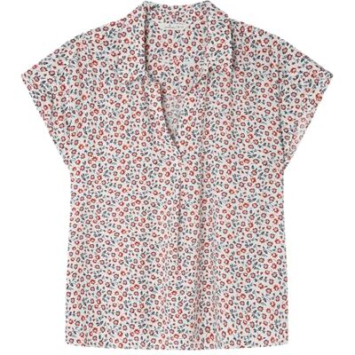 Springfield Tryckt Viscose kort ärm blouse, Orange, 32 Springfield Tryckt Viscose kort ärm blouse, Orange, 32