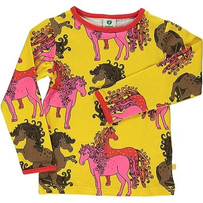 Småfolk flickor t-shirt Ls. Hästblus, GUL, 4-5 år Småfolk flickor t-shirt Ls. Hästblus, GUL, 4-5 år