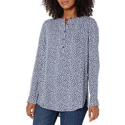 Amazon Essentials långärmad woven blus klänning tröjor, marinblå/vit, kronblad, L Amazon Essentials långärmad woven blus klänning tröjor, marinblå/vit, kronblad, L
