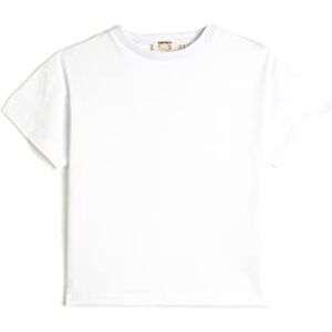 Koton Girls's Back Cut Out detalj basic kortärmad crew neck bomull t-shirt, Vit (00), 4-5 Jahre Koton Girls's Back Cut Out detalj basic kortärmad crew neck bomull t-shirt, Vit (00), 4-5 Jahre