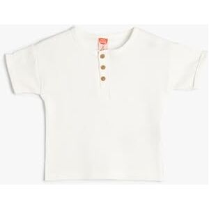 Koton Babyboys Crew Neck kortärmad knapp detalj T-shirt, Ecru (010), 9-12 månader Koton Babyboys Crew Neck kortärmad knapp detalj T-shirt, Ecru (010), 9-12 månader