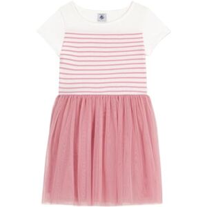 Petit Bateau Kortärmad klänning för flickor, Vit/rosa, 12 anni Petit Bateau Kortärmad klänning för flickor, Vit/rosa, 12 anni