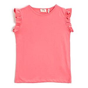 Koton Girls's Basic Ruffle Ärmlös T-shirt, Rosa (293), 5-6 År Koton Girls's Basic Ruffle Ärmlös T-shirt, Rosa (293), 5-6 År