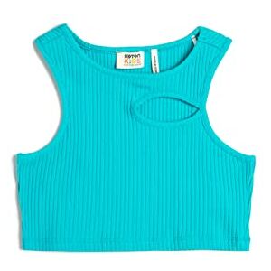 Koton Girls's Crop Tank Top Cutout detalj ärmlös rund krage ribbad bomullströja, Turkos (681), 6-7 �r Koton Girls's Crop Tank Top Cutout detalj ärmlös rund krage ribbad bomullströja, Turkos (681), 6-7 �r