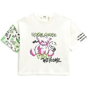 Koton Girls's Crop oversize tryckt kortärmad crew neck T-shirt, Ecru (010), 4-5 Jahre Koton Girls's Crop oversize tryckt kortärmad crew neck T-shirt, Ecru (010), 4-5 Jahre