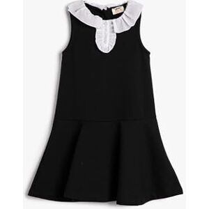 Koton Girls's Mini Ärmlös Peter Pan Neck Color Contrast Button Detail, Cotton Dress, Svart (999), 13-14 Jahre Koton Girls's Mini Ärmlös Peter Pan Neck Color Contrast Button Detail, Cotton Dress, Svart (999), 13-14 Jahre