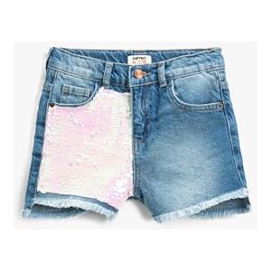 Koton Flickor paljett Jean Pockets Shorts med knytband, Mid Indigo, 6-7 år Koton Flickor paljett Jean Pockets Shorts med knytband, Mid Indigo, 6-7 år