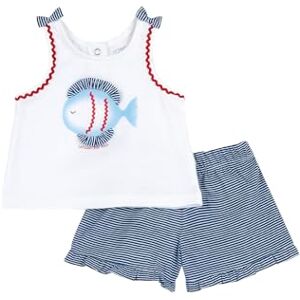 Chicco Kostym i bomull: linne och shorts, Vit och blå, 12 månader Chicco Kostym i bomull: linne och shorts, Vit och blå, 12 månader