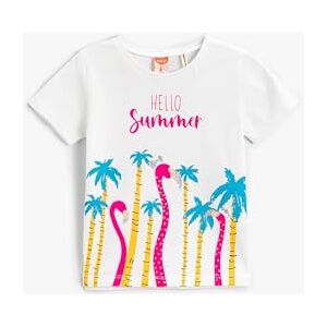 Koton Baby-flicka tryckt kortärmad bomull t-shirt, Vit (000), 12-18 Månader Koton Baby-flicka tryckt kortärmad bomull t-shirt, Vit (000), 12-18 Månader