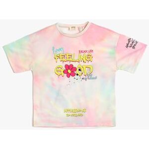 Koton Girls's Tie-dye mönstrad kortärmad rund krage T-shirt, Rosa design (2d5), 5-6 År Koton Girls's Tie-dye mönstrad kortärmad rund krage T-shirt, Rosa design (2d5), 5-6 År