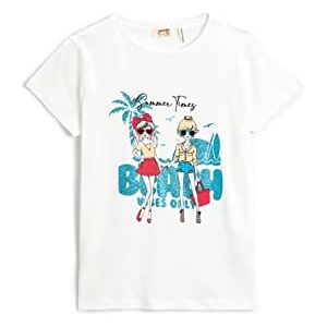 Koton Girls's Glittery kortärmad crew neck bomull t-shirt, Ecru (002), 4-5 Jahre Koton Girls's Glittery kortärmad crew neck bomull t-shirt, Ecru (002), 4-5 Jahre
