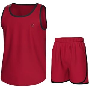 Essenclo pojkar kläder set, pojkar atletiska shorts och ärmlösa skjortor, rund hals barn linne kläder storlek 3-16 (2 st set), Röd, 11-12 Essenclo pojkar kläder set, pojkar atletiska shorts och ärmlösa skjortor, rund hals barn linne kläder storlek 3-16 (2 st set), Röd, 11-12