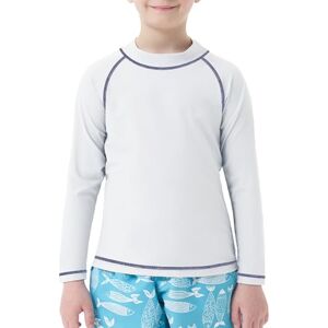 MEETWEE Pojkar simning kortärmad/långärmad tröja barn simning UV t-shirt barn badskjorta rashväst surfing t-shirt snabbtorkande strandskjorta vattensport topp, Vit lång ärm, 8 år MEETWEE Pojkar simning kortärmad/långärmad tröja barn simning UV t-shirt barn badskjorta rashväst surfing t-shirt snabbtorkande strandskjorta vattensport topp, Vit lång ärm, 8 år