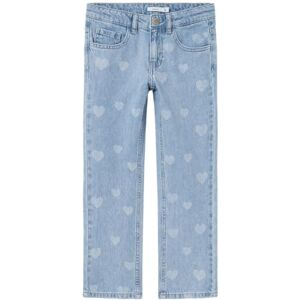 NAME IT flickor raka jeans, Ljusblå denim/detalj: hjärtan, 92 cm NAME IT flickor raka jeans, Ljusblå denim/detalj: hjärtan, 92 cm