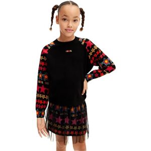 Desigual Flicka platt stickad tröja långärmad tröja, svart, 8 år Desigual Flicka platt stickad tröja långärmad tröja, svart, 8 år