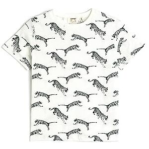 Koton Boys's Tiger tryckt kortärmad crew neck bomull t-shirt, Svart design (06d), 9-10 År Koton Boys's Tiger tryckt kortärmad crew neck bomull t-shirt, Svart design (06d), 9-10 År