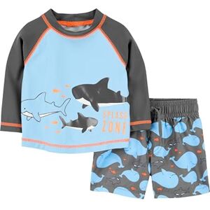Simple Joys by Carter's baby pojkar baddräkt trunk och rashguard racervaktset, Himmelsblå valar/svart, 4 År Simple Joys by Carter's baby pojkar baddräkt trunk och rashguard racervaktset, Himmelsblå valar/svart, 4 År