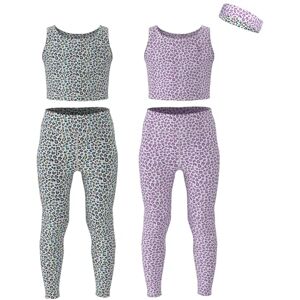 Essenclo Flickor atletiska leggings yogabyxor med ärmlös magtröja för barn träning cheer dance löpning storlekar 3-16, 5 st set, Set-4, 7-8 Essenclo Flickor atletiska leggings yogabyxor med ärmlös magtröja för barn träning cheer dance löpning storlekar 3-16, 5 st set, Set-4, 7-8