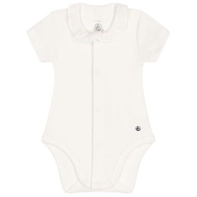 Petit Bateau Baby flicka kortärmad body med krage, Vit, 0 månader Petit Bateau Baby flicka kortärmad body med krage, Vit, 0 månader