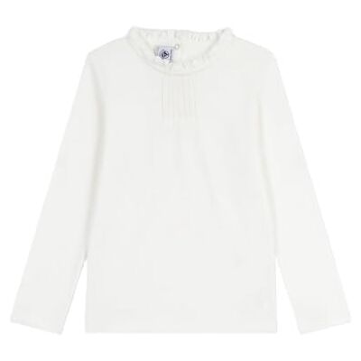 Petit Bateau Långärmad T-shirt för barn i enfärgad bomull, Marshmallow, 6 �r Petit Bateau Långärmad T-shirt för barn i enfärgad bomull, Marshmallow, 6 �r