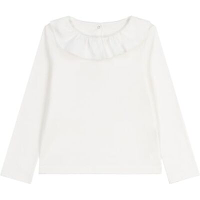 Petit Bateau Långärmad T-shirt för barn i enfärgad bomull, Marshmallow, 6 �r Petit Bateau Långärmad T-shirt för barn i enfärgad bomull, Marshmallow, 6 �r
