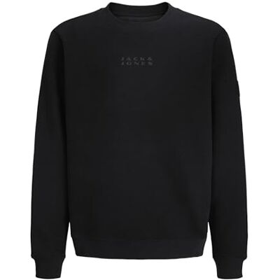 JACK & JONES Jcopoint Sweat Badge Crew Neck Bf Mni, svart, 128 JACK & JONES Jcopoint Sweat Badge Crew Neck Bf Mni, svart, 128