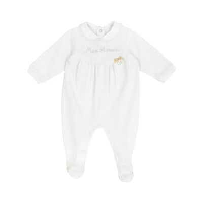 Chicco Bomull Onesie med fötter pyjamas för pojkar och småbarn, Vit, 3 mesi Chicco Bomull Onesie med fötter pyjamas för pojkar och småbarn, Vit, 3 mesi