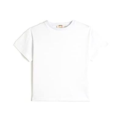 Koton Girls's Back Cut Out detalj basic kortärmad crew neck bomull t-shirt, Vit (00), 4-5 Jahre Koton Girls's Back Cut Out detalj basic kortärmad crew neck bomull t-shirt, Vit (00), 4-5 Jahre