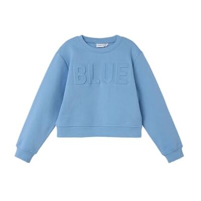 NAME IT Flickor Nkfkalisse Ls Short Loose Sweat Bru Sweatshirt, Silver sjö blå, 134-140 NAME IT Flickor Nkfkalisse Ls Short Loose Sweat Bru Sweatshirt, Silver sjö blå, 134-140