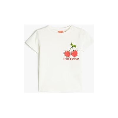 Koton Babyboy T-shirt kortärmad crew neck körsbär tryckt bomull, Ecru (010), 2-3 Jahre Koton Babyboy T-shirt kortärmad crew neck körsbär tryckt bomull, Ecru (010), 2-3 Jahre