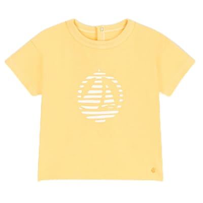 Petit Bateau Kortärmad T-shirt för pojkar, Gul, 24 mesi Petit Bateau Kortärmad T-shirt för pojkar, Gul, 24 mesi