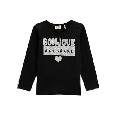Koton flickor tryckt långärmad bomull crew neck T-shirt, Svart (999), 5-6 år Koton flickor tryckt långärmad bomull crew neck T-shirt, Svart (999), 5-6 år