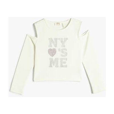 Koton Girls's T-shirt långärmad crew neck cut out-detaljerad blus, Ecru (010), 5-6 År Koton Girls's T-shirt långärmad crew neck cut out-detaljerad blus, Ecru (010), 5-6 År