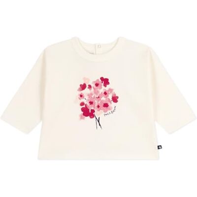 Petit Bateau Långärmad t-shirt i bomull för baby, kattmönster, Mjölk, 3 M�nader Petit Bateau Långärmad t-shirt i bomull för baby, kattmönster, Mjölk, 3 M�nader