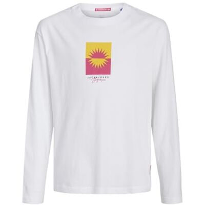 JACK&JONES JUNIOR pojkar Jormarbella branding Tee Ls Crew N Jnr långärmad tröja, Ljus vit, 152 JACK&JONES JUNIOR pojkar Jormarbella branding Tee Ls Crew N Jnr långärmad tröja, Ljus vit, 152