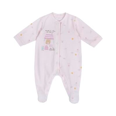 Chicco Onesie i bomull med fötter pyjamas för unisex barn och småbarn, Ljusrosa, 3 mesi Chicco Onesie i bomull med fötter pyjamas för unisex barn och småbarn, Ljusrosa, 3 mesi