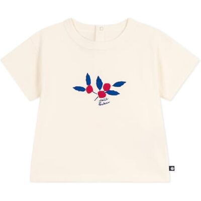 Petit Bateau Långärmad t-shirt i bomull för baby, hjärtmönster, Mjölk/Multico, 3 �r Petit Bateau Långärmad t-shirt i bomull för baby, hjärtmönster, Mjölk/Multico, 3 �r