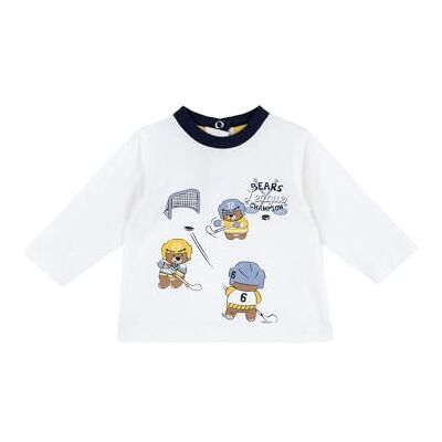 Chicco Långärmad T-shirt i bomull för pojkar, Vit och blå, 12 mesi Chicco Långärmad T-shirt i bomull för pojkar, Vit och blå, 12 mesi