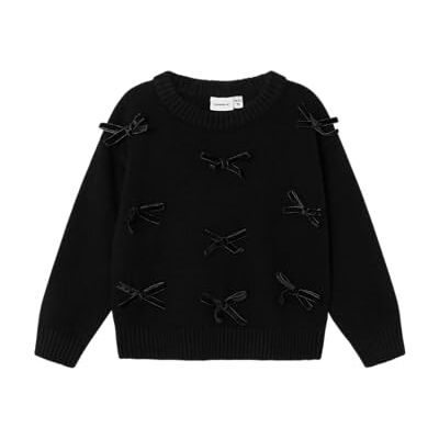 NAME IT flicka Nmfronja Ls stickad stickad tröja, svart, 92 NAME IT flicka Nmfronja Ls stickad stickad tröja, svart, 92