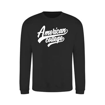 AMERICAN COLLEGE USA Tröja tröja med tryck varma kläder unisex barn pojkar och flickor casual modell ACSCRW1 svart 8 år, svart, 8 �r AMERICAN COLLEGE USA Tröja tröja med tryck varma kläder unisex barn pojkar och flickor casual modell ACSCRW1 svart 8 år, svart, 8 �r