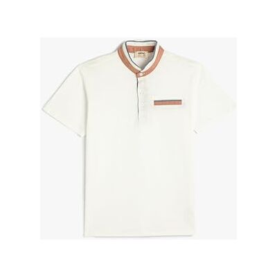 Koton Boys's Stand Up Neck Button and Pocket Detaljer Bomull T-shirt, Ecru (010), 4-5 Jahre Koton Boys's Stand Up Neck Button and Pocket Detaljer Bomull T-shirt, Ecru (010), 4-5 Jahre