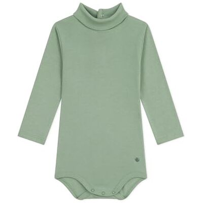 Petit Bateau Babybody med polokrage i bomull, Salt, 3 M�nader Petit Bateau Babybody med polokrage i bomull, Salt, 3 M�nader