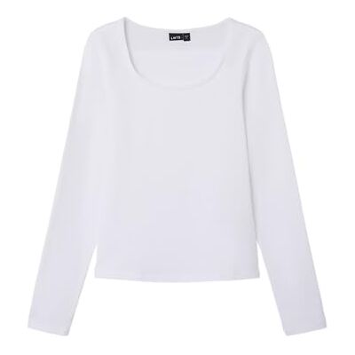 NAME IT Namn IT flicka Nlfnove Ls Deep O-Neck Short Top Noos långärmad tröja, Ljus vit, 134-140 NAME IT Namn IT flicka Nlfnove Ls Deep O-Neck Short Top Noos långärmad tröja, Ljus vit, 134-140