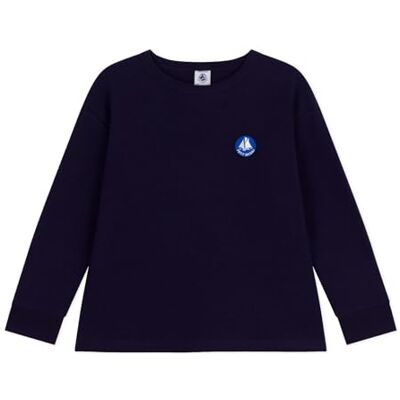 Petit Bateau Långärmad T-shirt för barn i enfärgad bomull, Kväll, 5 �r Petit Bateau Långärmad T-shirt för barn i enfärgad bomull, Kväll, 5 �r