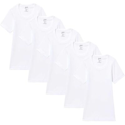 Abanderado pojkar bundle rund hals för barn kortärmad T-shirt (5-pack), Vit, 8 År Abanderado pojkar bundle rund hals för barn kortärmad T-shirt (5-pack), Vit, 8 År